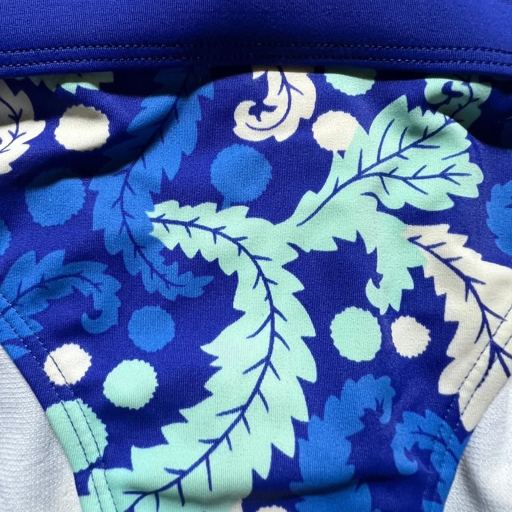 Boden Blue Green Paisley Halter Bikini Set Side Tie Bottoms US 2 WB109
